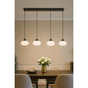 Avizemoda Vanna 4 lü Yemek Masası Üstü Beyaz Camlı Modern Sarkıt Avize - (Siyah)