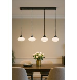 Avizemoda Vanna 4 lü Yemek Masası Üstü Beyaz Camlı Modern Sarkıt Avize - (Siyah)