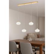 Avizemoda Vanna 4 lü Yemek Masası Üstü Beyaz Camlı Modern Sarkıt Avize - (Gold Kaplama)