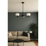 Avizemoda Vanna 3 lü Beyaz Camlı Salon Oturma Odası Modern Sarkıt Avize - (Siyah)