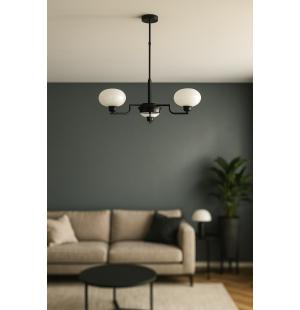 Avizemoda Vanna 3 lü Beyaz Camlı Salon Oturma Odası Modern Sarkıt Avize - (Siyah)