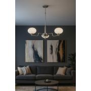 Avizemoda Vanna 3 lü Beyaz Camlı Salon Oturma Odası Modern Sarkıt Avize - (Krom Kaplama)