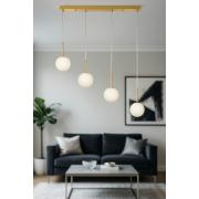 Avizemoda Miya 4 lü Yemek Masası Üstü Beyaz Camlı Modern Sarkıt Avize - (Gold Kaplama)