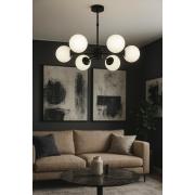 Avizemoda Miya 6 lı Beyaz Camlı Salon Oturma Odası Modern Sarkıt Avize - (Siyah)