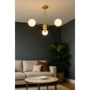Avizemoda Miya 3 lü Beyaz Camlı Salon Oturma Odası Modern Sarkıt Avize - (Gold Kaplama)