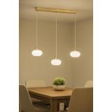 Avizemoda Vanna 3 lü Yemek Masası Üstü Beyaz Camlı Modern Sarkıt Avize - (Gold Kaplama)