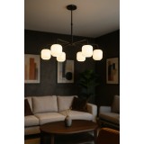 Avizemoda Siena 6 lı Beyaz Camlı Salon Oturma Odası Modern Sarkıt Avize - (Siyah)