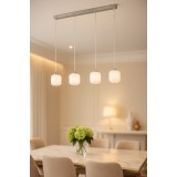 Avizemoda Siena 4 lü Yemek Masası Üstü Beyaz Camlı Modern Sarkıt Avize - (Krom Kaplama)