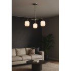 Avizemoda Siena 3 lü Beyaz Camlı Salon Oturma Odası Modern Sarkıt Avize - (Krom Kaplama)