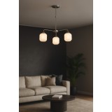 Avizemoda Siena 3 lü Beyaz Camlı Salon Oturma Odası Modern Sarkıt Avize - (Krom Kaplama)