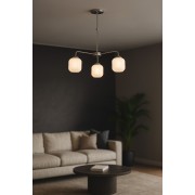 Avizemoda Siena 3 lü Beyaz Camlı Salon Oturma Odası Modern Sarkıt Avize - (Krom Kaplama)