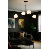 Avizemoda Ranya 4 lü Beyaz Camlı Salon Oturma Odası Modern Kollu Avize - (Siyah)