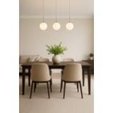 Avizemoda Miya 3 lü Yemek Masası Üstü Beyaz Camlı Modern Sarkıt Avize - (Krom Kaplama)