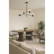 Avizemoda Ranya 4 Lü Şeffaf Camlı Salon Oturma Odası Modern Kollu Avize - (SİYAH)