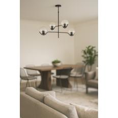 Avizemoda Ranya 4 Lü Şeffaf Camlı Salon Oturma Odası Modern Kollu Avize - (SİYAH)