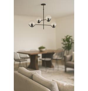 Avizemoda Ranya 4 Lü Şeffaf Camlı Salon Oturma Odası Modern Kollu Avize - (SİYAH)