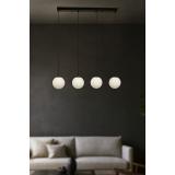 Avizemoda Miya 4 lü Yemek Masası Üstü Beyaz Camlı Modern Sarkıt Avize - (Siyah)