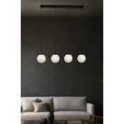 Avizemoda Miya 4 lü Yemek Masası Üstü Beyaz Camlı Modern Sarkıt Avize - (Siyah)