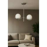 Avizemoda Ranya 2 li Beyaz Camlı Salon Oturma Odası Modern Avize - (Krom Kaplama)