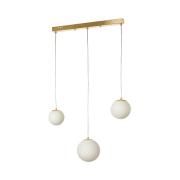 Avizemoda Pigaro 3 lü Yemek Masası Üstü Beyaz Renk Camlı Modern Sarkıt Avize - (Gold Kaplama)