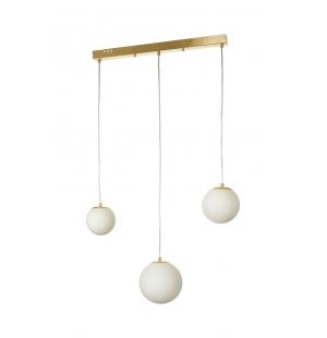 Avizemoda Pigaro 3 lü Yemek Masası Üstü Beyaz Renk Camlı Modern Sarkıt Avize - (Gold Kaplama)