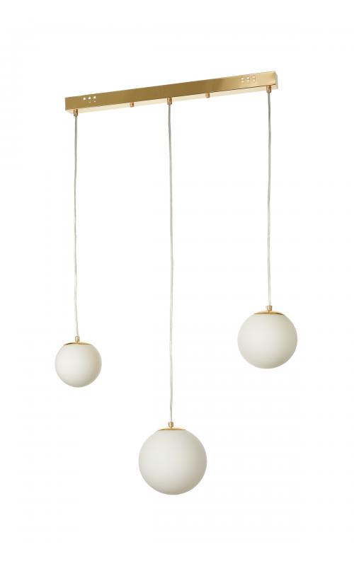 Avizemoda Pigaro 3 lü Yemek Masası Üstü Beyaz Renk Camlı Modern Sarkıt Avize - (Gold Kaplama)