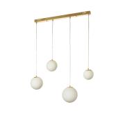 Avizemoda Pigaro 4 lü Yemek Masası Üstü Beyaz Renk Camlı Modern Sarkıt Avize - (Gold Kaplama)