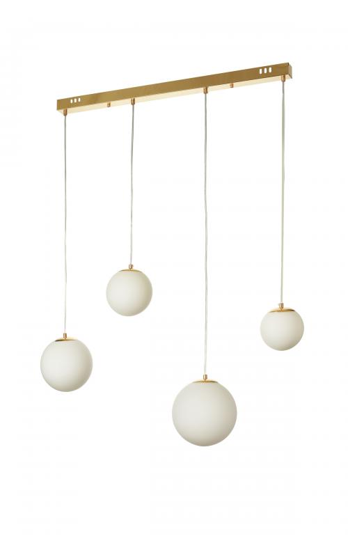 Avizemoda Pigaro 4 lü Yemek Masası Üstü Beyaz Renk Camlı Modern Sarkıt Avize - (Gold Kaplama)