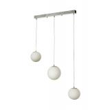 Avizemoda Pigaro 3 lü Yemek Masası Üstü Beyaz Renk Camlı Modern Sarkıt Avize - (Krom Kaplama)