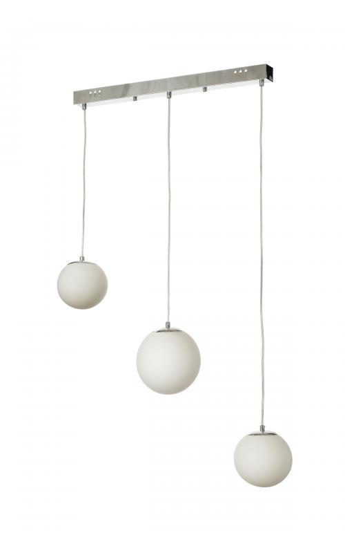 Avizemoda Pigaro 3 lü Yemek Masası Üstü Beyaz Renk Camlı Modern Sarkıt Avize - (Krom Kaplama)