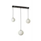 Avizemoda Pigaro 3 lü Yemek Masası Üstü Beyaz Renk Camlı Modern Sarkıt Avize - (Siyah Kasa)