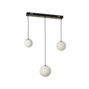 Avizemoda Pigaro 3 lü Yemek Masası Üstü Beyaz Renk Camlı Modern Sarkıt Avize - (Siyah Kasa)