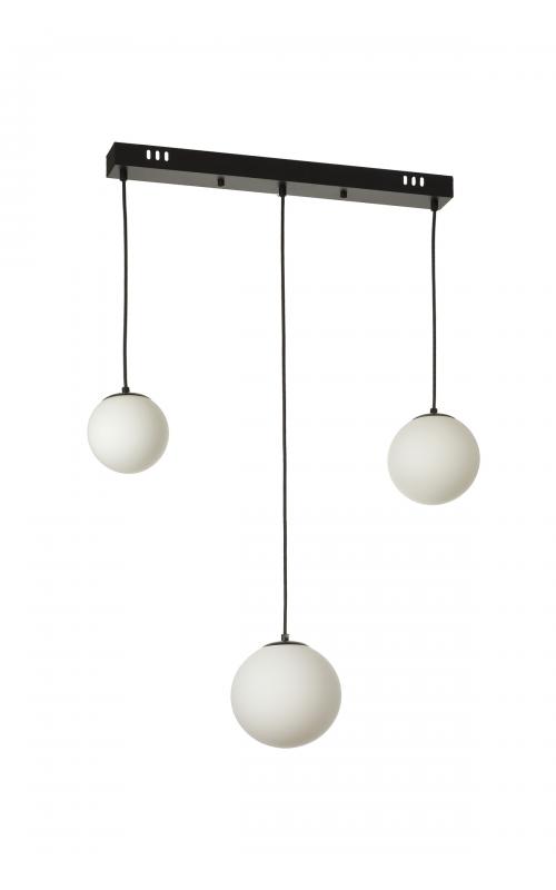 Avizemoda Pigaro 3 lü Yemek Masası Üstü Beyaz Renk Camlı Modern Sarkıt Avize - (Siyah Kasa)