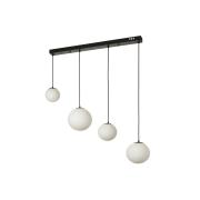 Avizemoda Pigaro 4 lü Yemek Masası Üstü Beyaz Renk Camlı Modern Sarkıt Avize - (Siyah Kasa)