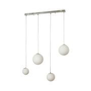 Avizemoda Pigaro 4 lü Yemek Masası Üstü Beyaz Renk Camlı Modern Sarkıt Avize - (Krom Kaplama)