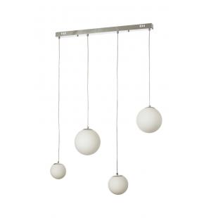 Avizemoda Pigaro 4 lü Yemek Masası Üstü Beyaz Renk Camlı Modern Sarkıt Avize - (Krom Kaplama)