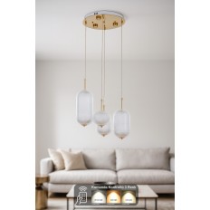 Avizemoda Torino 4'lü Power Ledli Kumandalı Modern Lüks Sarkıt Avize, 3 Renk: Sarı-beyaz-gün Işığı - Gold