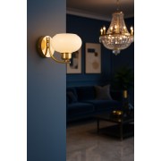 Avizemoda Vanna Aplik Beyaz Camlı Salon Oturma Odası Modern (Gold Kaplama)