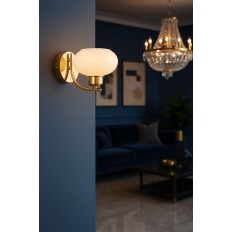 Avizemoda Vanna Aplik Beyaz Camlı Salon Oturma Odası Modern (Gold Kaplama)