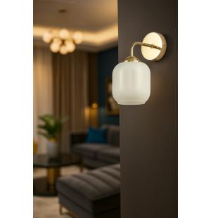 Avizemoda Siena Aplik Beyaz Camlı Salon Oturma Odası Modern (Gold Kaplama)