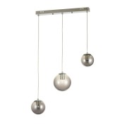 Avizemoda Pigaro 3 lü Yemek Masası Üstü Füme Renk Camlı Modern Sarkıt Avize - (Krom Kaplama)