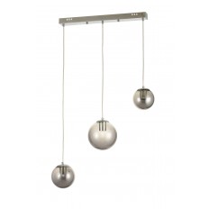 Avizemoda Pigaro 3 lü Yemek Masası Üstü Füme Renk Camlı Modern Sarkıt Avize - (Krom Kaplama)