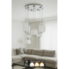 Avizemoda Torino 8'li Power Ledli Kumandalı Modern Lüks Sarkıt Avize, 3 Renk: Sarı-beyaz-gün Işığı - Krom