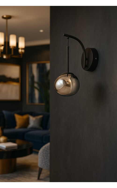 Avizemoda Rainbow Aplik Asimetrik Krom Camlı Dekor Aydınlatma İçin Modern Sarkıt APLİK - (Loş ışık verir)