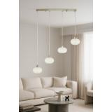 Avizemoda Vanna 4 lü Yemek Masası Üstü Beyaz Camlı Modern Sarkıt Avize - (Krom Kaplama)