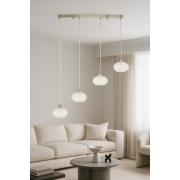 Avizemoda Vanna 4 lü Yemek Masası Üstü Beyaz Camlı Modern Sarkıt Avize - (Krom Kaplama)