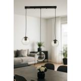 Avizemoda Pigaro 3 lü Yemek Masası Üstü Şeffaf Camlı Modern Sarkıt Avize - (Siyah Kasa)