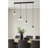 Avizemoda Pigaro 4 lü Yemek Masası Üstü Şeffaf Camlı Modern Sarkıt Avize - (Siyah Kasa)