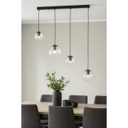 Avizemoda Pigaro 4 lü Yemek Masası Üstü Şeffaf Camlı Modern Sarkıt Avize - (Siyah Kasa)