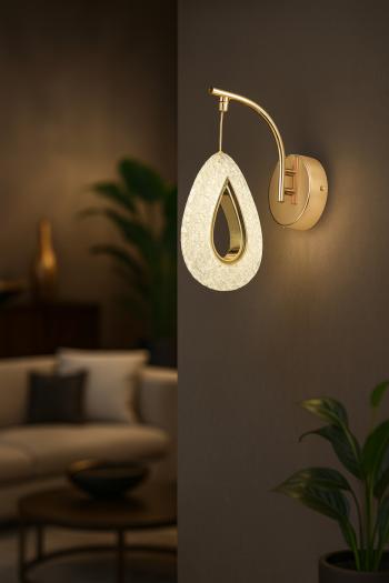 Avizemoda Dali Ledli Dimmer Modern Lüks Aplik (3 RENK LED; SARI-BEYAZ-GÜN IŞIĞI) - Gold